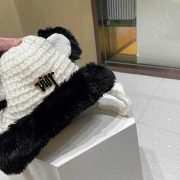 Dior Black and White Panda Ear Knitted Hat - Picture 8 of 8